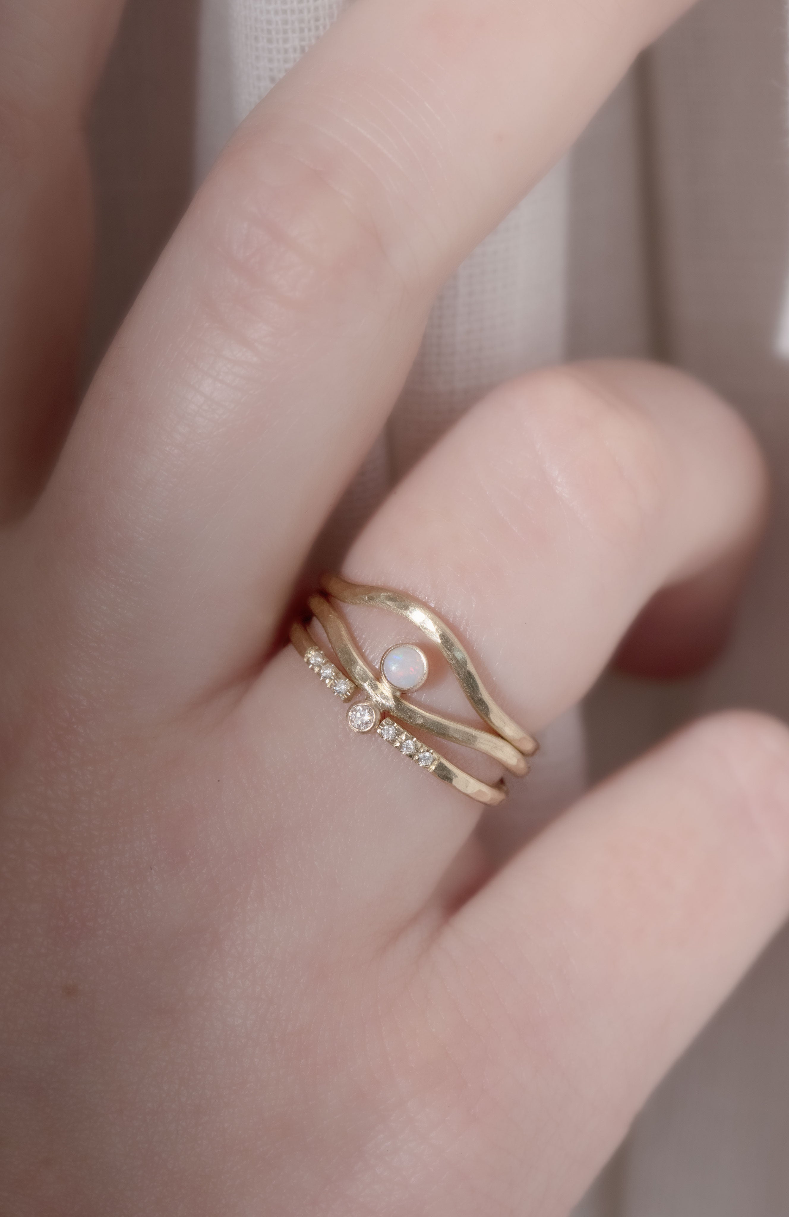 14K Diamond Opal Ring