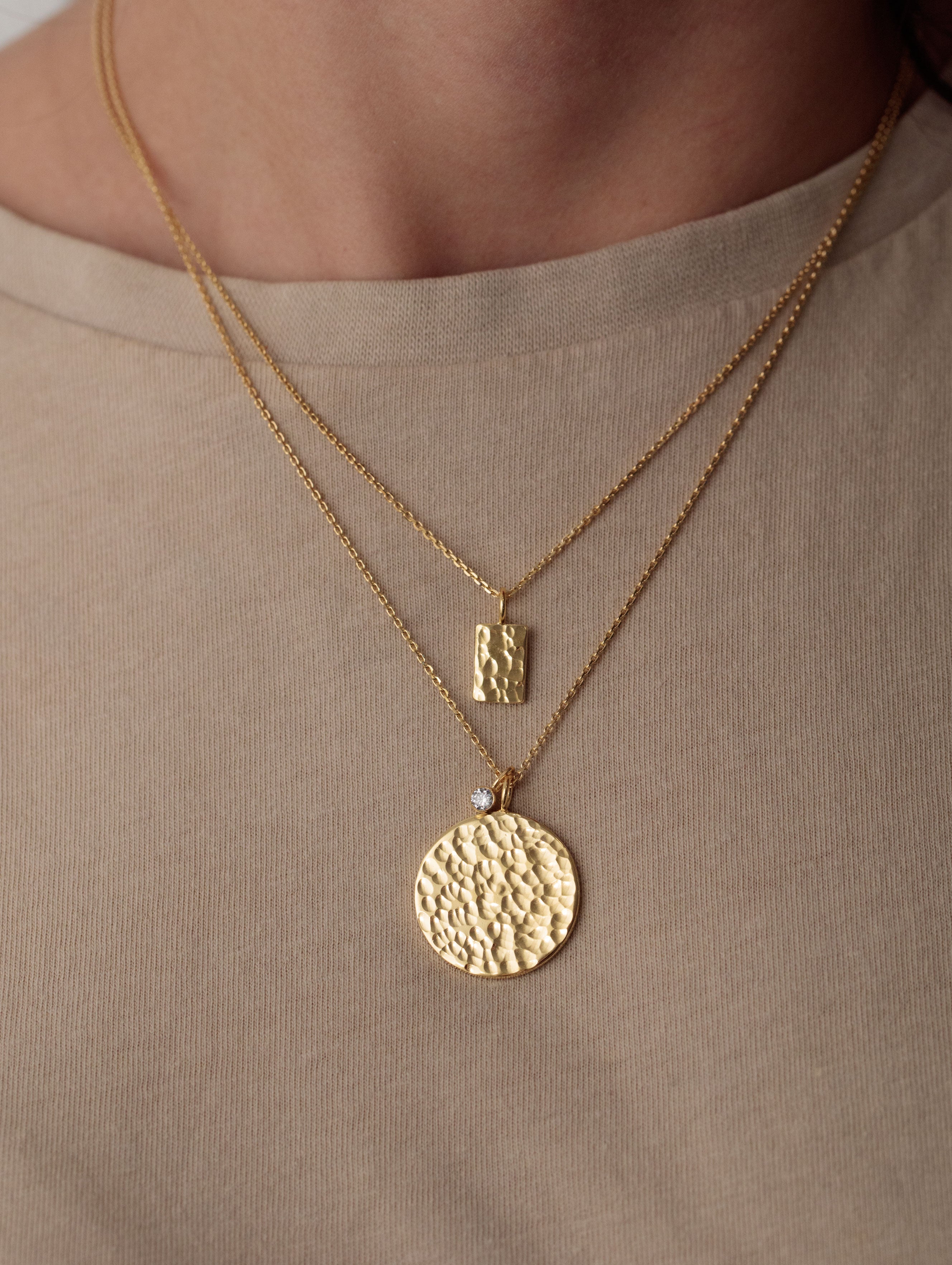 Shape Necklace with stone - Round Large