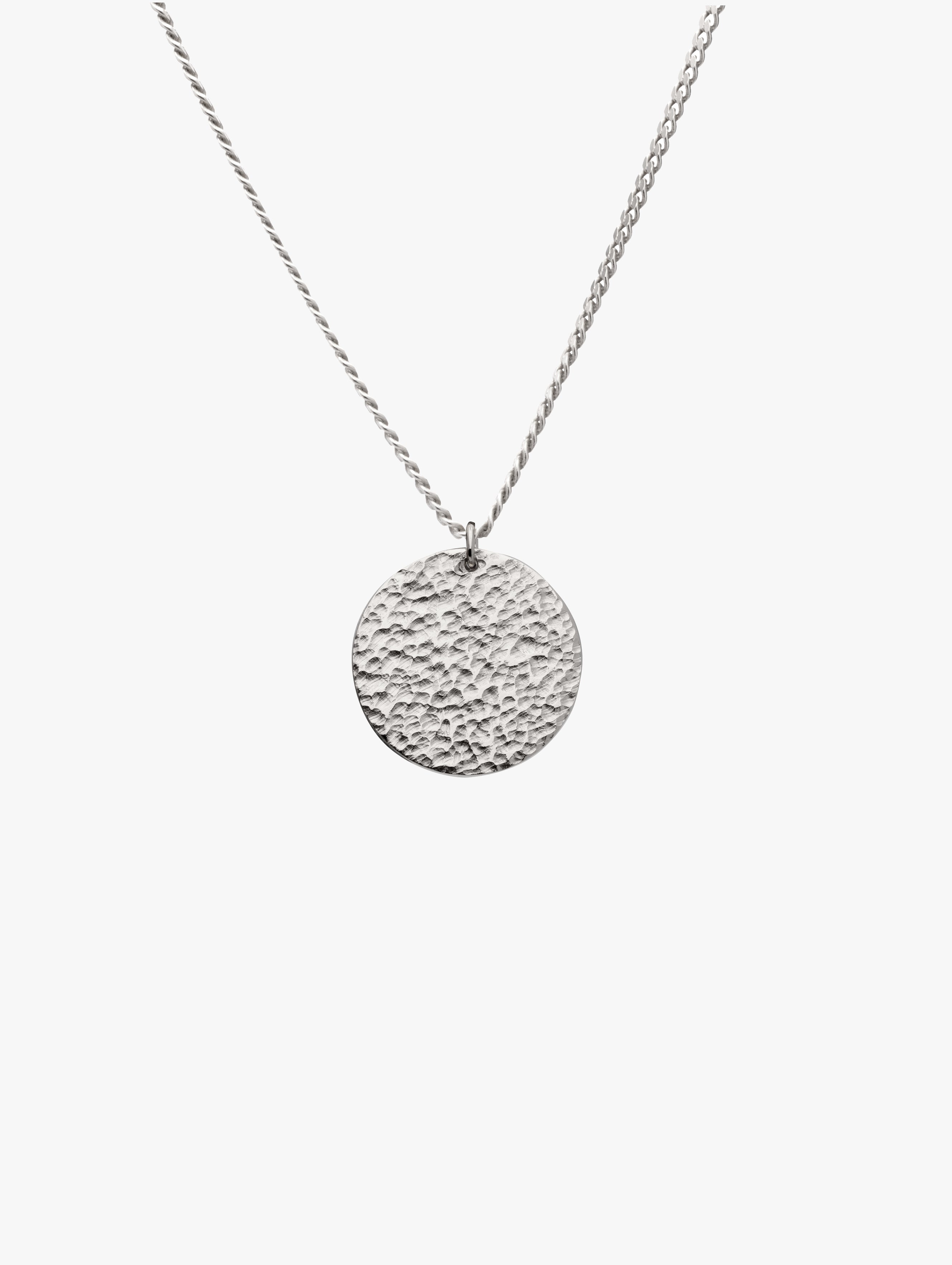 Textured Pendant Necklace Silver