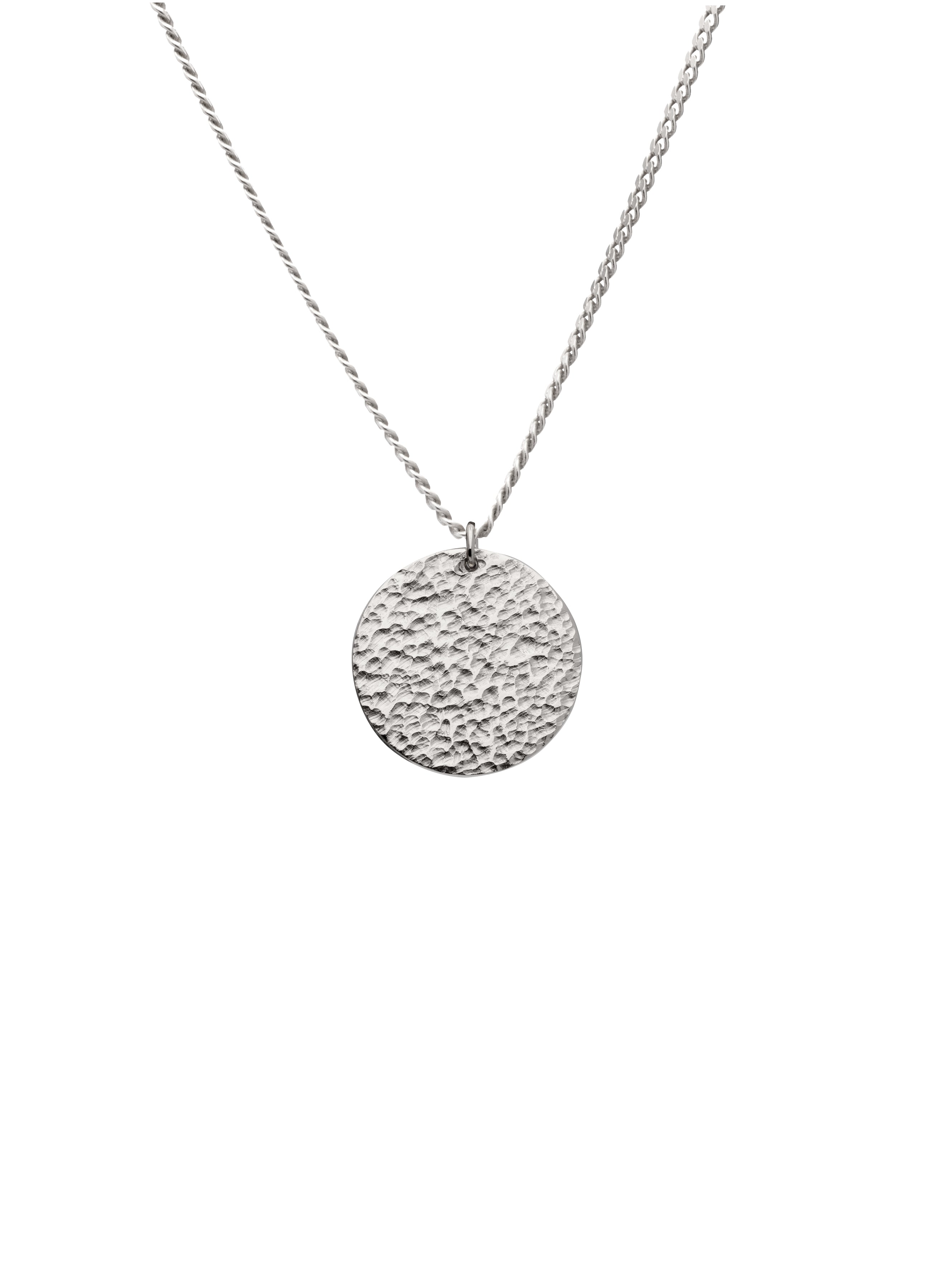 Textured Pendant Necklace Silver